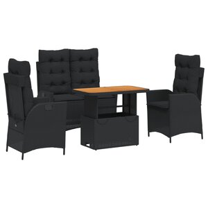 vidaXL Ensemble à manger de jardin 4 Pièces avec coussins noir