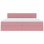vidaXL Lit de Rangement avec tête de lit Rose 200 x 200 cm Velours