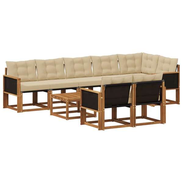 vidaXL Ensemble de canapés d'extérieur 9 Pièces Naturel et Beige