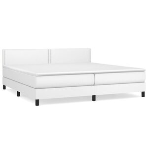 vidaXL Sommier à lattes de lit avec matelas Blanc 200x200cm Similicuir