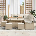 vidaXL Ensemble de canapé de jardin 9 Pièces Beige Poly rotin