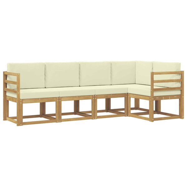 vidaXL Ensemble de canapés d'extérieur 5 Pièces Blanc et crème