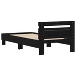 vidaXL Cadre de lit avec LED Chêne noir 90 x 200 cm Bois d'ingénierie