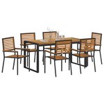 vidaXL Ensemble de salle à manger pour jardin 7 Pièces Noir et Marron