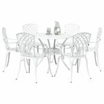 vidaXL Ensemble de salle à manger pour jardin 7 Pièces Blanc Aluminium