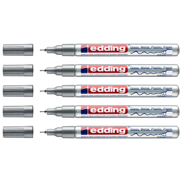 Marqueur Peinture Brillante 780 Argent Pointe Extra-Fine 0 8 mm x 5 EDDING