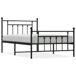 vidaXL Cadre de lit métal avec tête de lit/pied de lit noir 107x203 cm