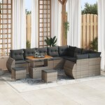 Ensemble de canapé de jardin 12 pièces avec coussins en poly rotin gris acacia