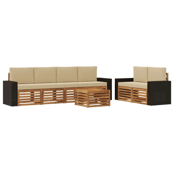 vidaXL Ensemble de canapés d'extérieur 7 pc Naturel et Beige