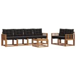 vidaXL Ensemble de canapés d'extérieur 7 pc Naturel et Noir