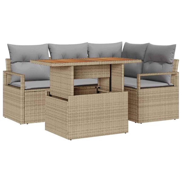 vidaXL Ensemble de salle à manger pour jardin 5 Pièces Beige et gris