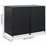 vidaXL Abris pour poubelle double Résine tressée Noir 148x80x111 cm
