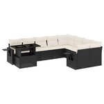 vidaXL Salon de jardin 10 Pièces avec coussins noir résine tressée