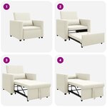 vidaXL Fauteuil convertible crème en velours 3-en-1