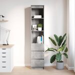 vidaXL Buffet haut gris béton 37 5x35x180 cm bois d'ingénierie