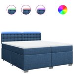 vidaXL Sommier à lattes de lit avec matelas Bleu 200x200 cm Tissu
