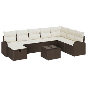vidaXL Ensemble de Canapés avec coussin Marron et crème polyrotin