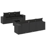vidaXL Salon de jardin 7 Pièces avec coussins noir résine tressée