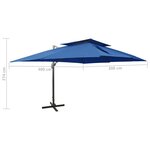 vidaXL Parasol de jardin en porte-à-faux avec double toit bleu azuré