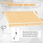 Store banne manuel rétractable aluminium polyester imperméabilisé 3L x 2 5l m orange blanc rayé