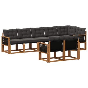 vidaXL Ensemble de canapés d'extérieur 8 pc Naturel et noir