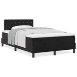 Lit à ressort avec matelas vidaXL Noir Petit Double Velours