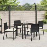 vidaXL Ensemble de jardin 5 pièces Noir Poly Rattan