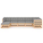 vidaXL Salon de jardin 7 Pièces avec coussins Bois de pin massif