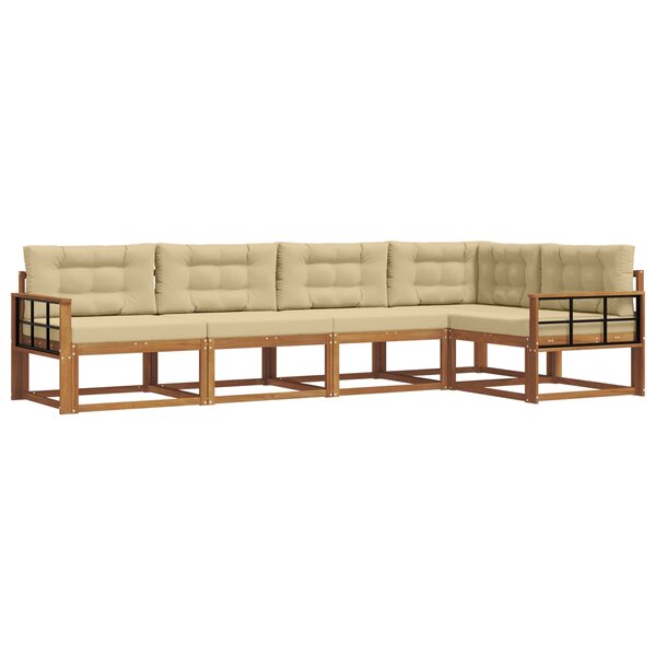 vidaXL Ensemble de canapés d'extérieur 5 pc Naturel et Beige