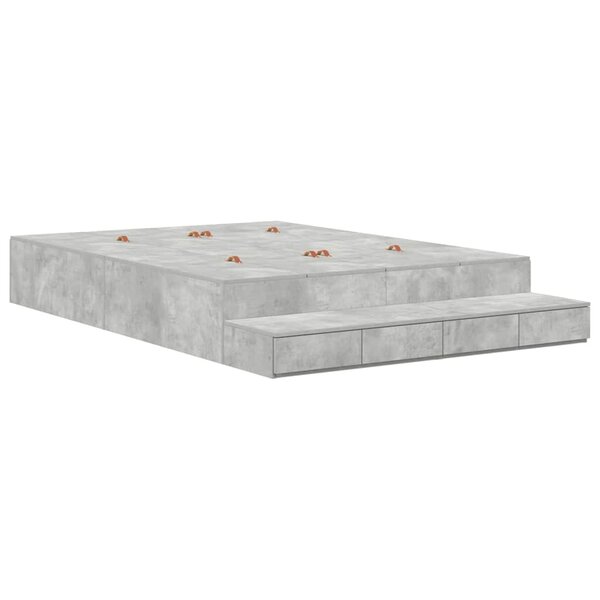vidaXL Cadre de lit de rangement en gris béton 140x200 cm