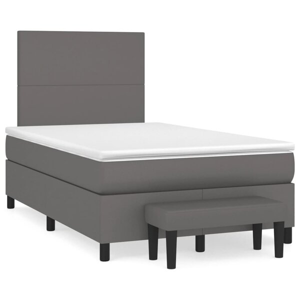 vidaXL Sommier à lattes de lit avec matelas gris 120x190 cm similicuir