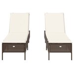 vidaXL Chaises longues avec coussins lot de 2 marron résine tressée