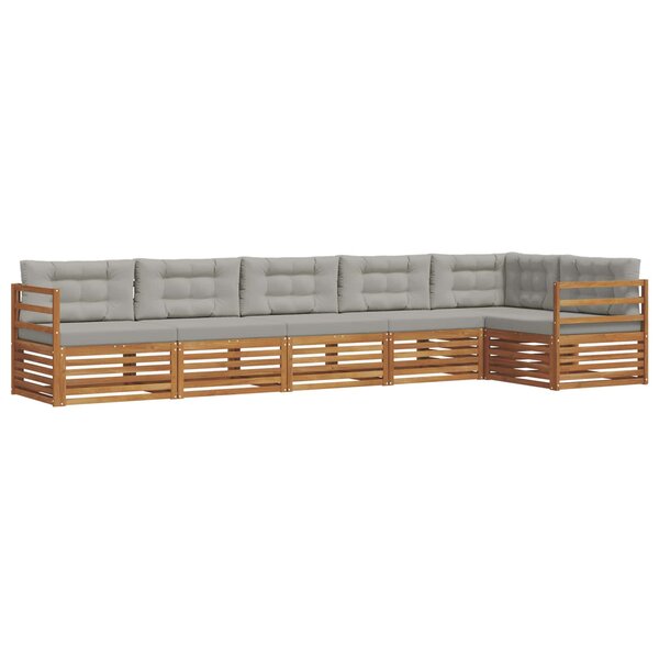 vidaXL Ensemble de canapés d'extérieur 6 pc Gris Naturel et Clair