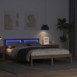 vidaXL Cadre de lit avec tête de lit Marron 140 x 190 cm Pin massif