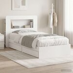 vidaXL Cadre de lit avec rangement Blanc 75 x 190 cm Bois d'ingénierie