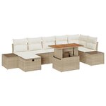 vidaXL Ensemble de canapés de jardin 8 pièces avec coussins beige poly rattan