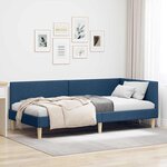 vidaXL Cadre de lit d'angle Bleu 90 cm x 190 cm Tissu et Contreplaqué