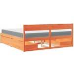 vidaXL Lit avec tiroirs/matelas cire marron 180x200 cm bois massif pin