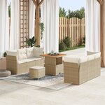 Ensemble de Canapé de Jardin 9 Pièces avec Coussins Beige Rattan