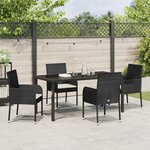 vidaXL Ensemble de Salle à Manger de Jardin 5 Pièces avec Coussins Noir Rattan