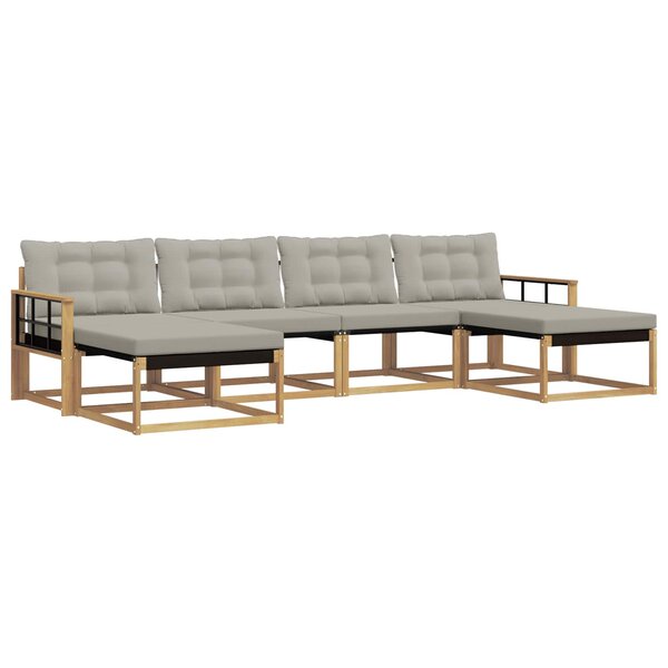 vidaXL Ensemble de canapés d'extérieur 6 pc Blanc et gris clair