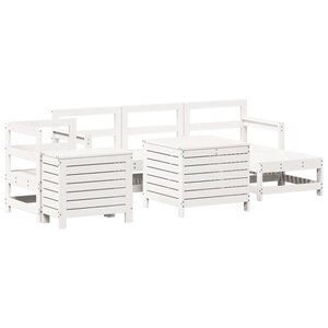 vidaXL Salon de jardin 7 Pièces blanc bois de pin massif