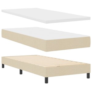 vidaXL Lit à ressorts avec matelas crème  100x200 cm  en tissu