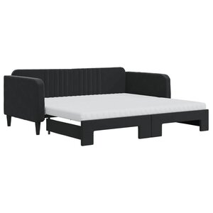 vidaXL Lit de jour avec gigogne et matelas noir 90x190 cm velours