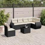 vidaXL Salon de jardin 7 Pièces avec coussins noir résine tressée