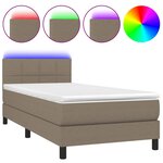 vidaXL Sommier à lattes de lit avec matelas LED Taupe 90x200 cm Tissu