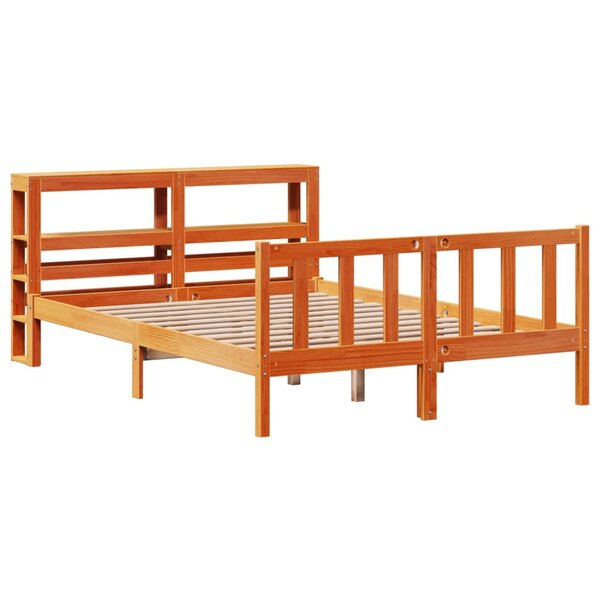 vidaXL Cadre de lit avec tête de lit cire marron 120x190cm bois de pin