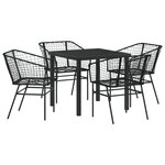 vidaXL Ensemble de salle à manger de jardin 5 pièces Noir en poly rattan