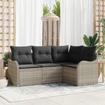 vidaXL Ensemble de canapé de jardin 4 Pièces Gris clair Poly rotin