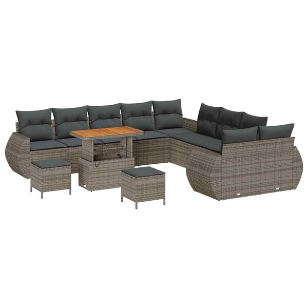 vidaXL Ensemble de canapé de jardin 13 Pièces Gris polyrotin